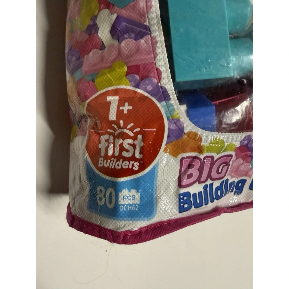 Mega Bloks First Builders Big Building Bag 80 Pc Pink Blocks w/ Storage Bag